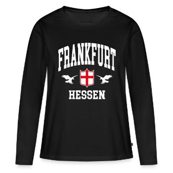 Francfort - T-shirt manches longues Premium bio Femme - noir - Devant - Julia (174cm)