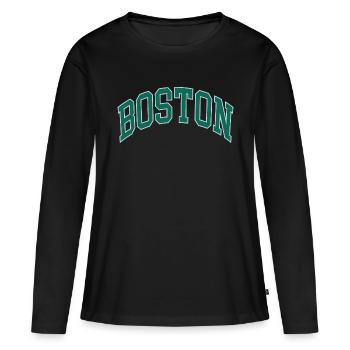 Boston - T-shirt manches longues Premium bio Femme - noir - Devant - Julia (174cm)