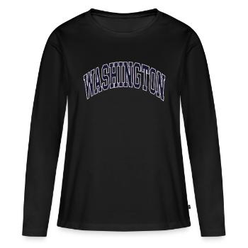 Washington - T-shirt manches longues Premium bio Femme - noir - Devant - Julia (174cm)