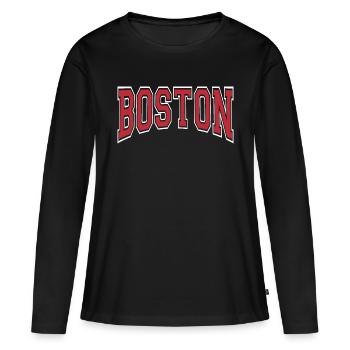 Boston - T-shirt manches longues Premium bio Femme - noir - Devant - Julia (174cm)