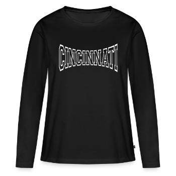 Cincinnati - T-shirt manches longues Premium bio Femme - noir - Devant - Julia (174cm)