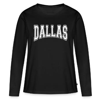 Dallas - Frauen Premium Bio Langarmshirt - Schwarz - Vorne - Julia (174cm)