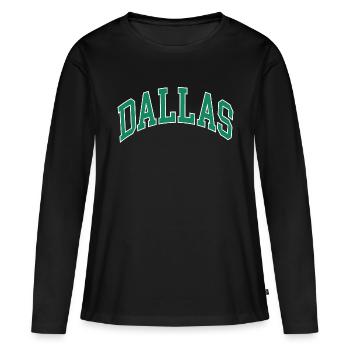 Dallas - Frauen Premium Bio Langarmshirt - Schwarz - Vorne - Julia (174cm)