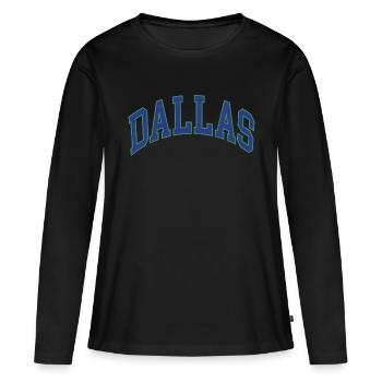 Dallas - Frauen Premium Bio Langarmshirt - Schwarz - Vorne - Julia (174cm)