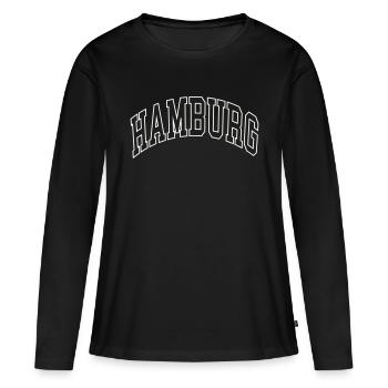 Hambourg - T-shirt manches longues Premium bio Femme - noir - Devant - Julia (174cm)
