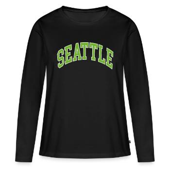 Seattle - T-shirt manches longues Premium bio Femme - noir - Devant - Julia (174cm)