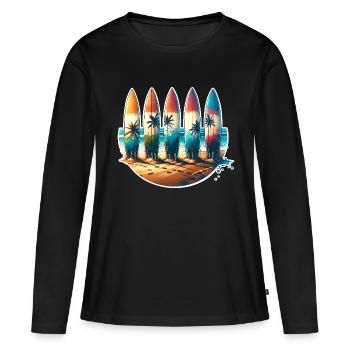 Surfeurs - T-shirt manches longues Premium bio Femme - noir - Devant - Julia (174cm)