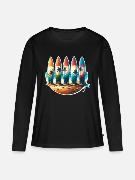 Surfen Surfer - Frauen Premium Bio Langarmshirt - Schwarz