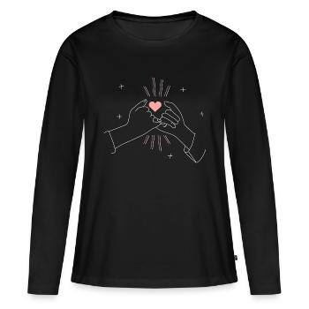 BESTE FREUNDE BEST FRIEND'S - Frauen Premium Bio Langarmshirt - Schwarz - Vorne - Julia (174cm)