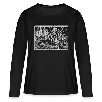Découpe de papier Sea Ocean Atlansis - T-shirt manches longues Premium bio Femme - noir - Devant - Julia (174cm)