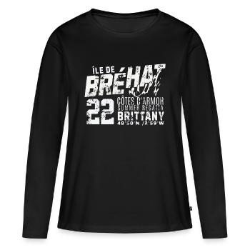 Ile de Brehat cote d armor vintage - T-shirt manches longues Premium bio Femme - noir - Devant - Julia (174cm)