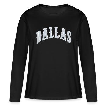 Dallas - Frauen Premium Bio Langarmshirt - Schwarz - Vorne - Julia (174cm)