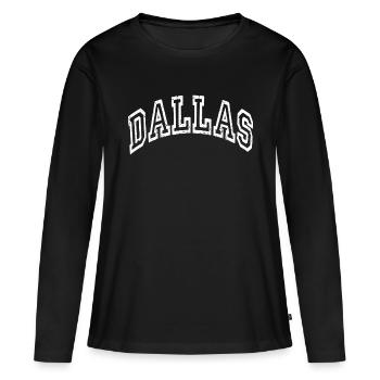 Dallas - Frauen Premium Bio Langarmshirt - Schwarz - Vorne - Julia (174cm)
