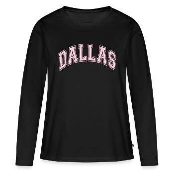 Dallas - Frauen Premium Bio Langarmshirt - Schwarz - Vorne - Julia (174cm)