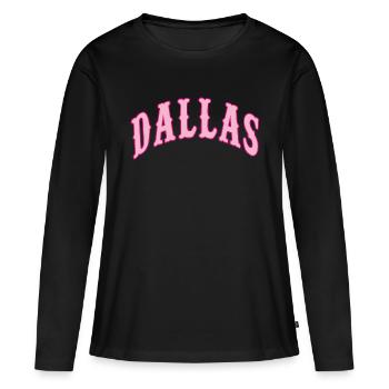 Dallas - Frauen Premium Bio Langarmshirt - Schwarz - Vorne - Julia (174cm)