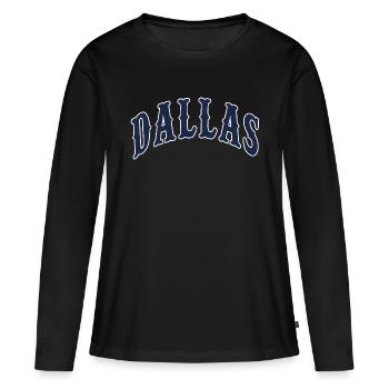 Dallas - Frauen Premium Bio Langarmshirt - Schwarz - Vorne - Julia (174cm)