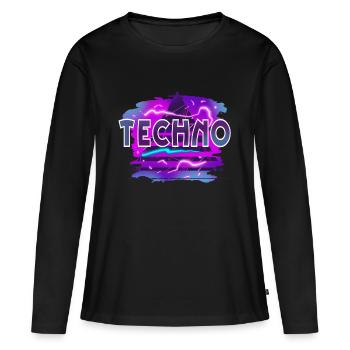 Techno - T-shirt manches longues Premium bio Femme - noir - Devant - Julia (174cm)