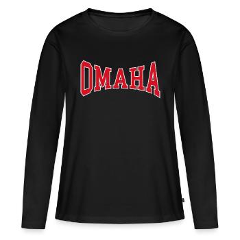 Omaha - T-shirt manches longues Premium bio Femme - noir - Devant - Julia (174cm)
