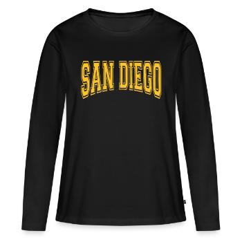 San Diego - T-shirt manches longues Premium bio Femme - noir - Devant - Julia (174cm)