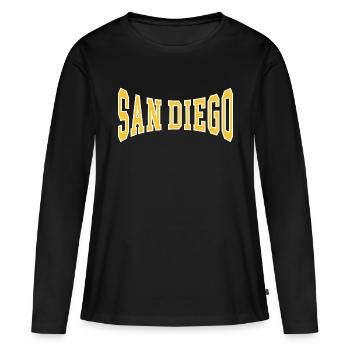 San Diego - T-shirt manches longues Premium bio Femme - noir - Devant - Julia (174cm)
