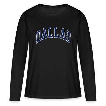 Dallas - Frauen Premium Bio Langarmshirt - Schwarz - Vorne - Julia (174cm)