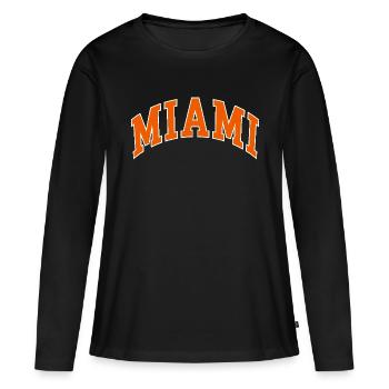 Miami - T-shirt manches longues Premium bio Femme - noir - Devant - Julia (174cm)