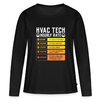 Technicien en climatisation, taux horaire de réfrigération - T-shirt manches longues Premium bio Femme - noir - Devant - Julia (174cm)