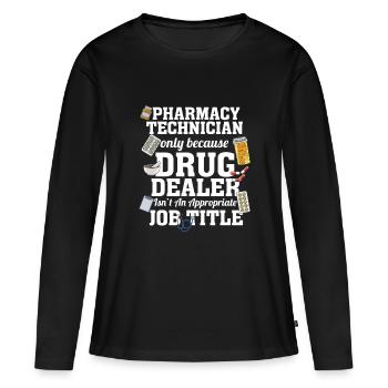 Technicien en pharmacie Pharmacien Médicament - T-shirt manches longues Premium bio Femme - noir - Devant - Julia (174cm)