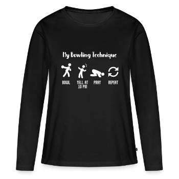 Ma technique Bowling Technique Bowling Strike - T-shirt manches longues Premium bio Femme - noir - Devant - Julia (174cm)