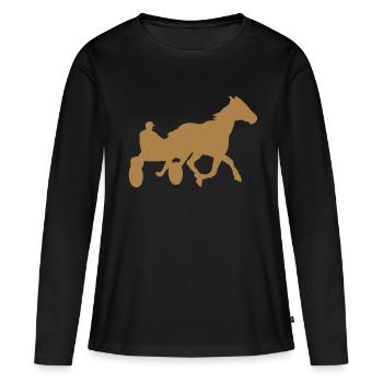 cheval course hippique jockey - T-shirt manches longues Premium bio Femme - noir - Devant - Julia (174cm)