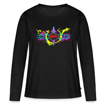 L.Gor Dolch Farbklecks - Frauen Premium Bio Langarmshirt - Schwarz - Vorne - Julia (174cm)