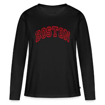 Boston - T-shirt manches longues Premium bio Femme - noir - Devant - Julia (174cm)