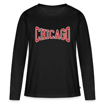 Chicago - T-shirt manches longues Premium bio Femme - noir - Devant - Julia (174cm)