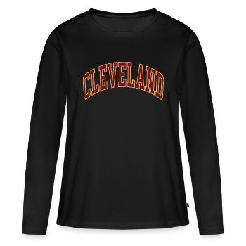 Cleveland - T-shirt manches longues Premium bio Femme - noir - Devant - Julia (174cm)