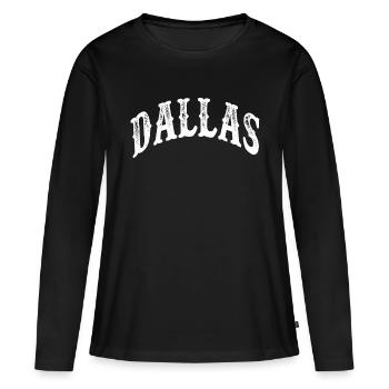 Dallas - Frauen Premium Bio Langarmshirt - Schwarz - Vorne - Julia (174cm)