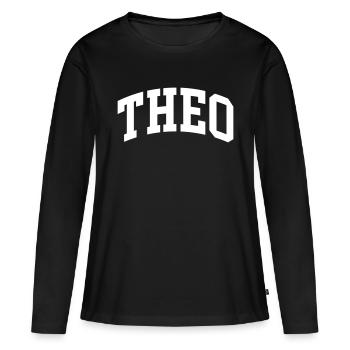 Théo - T-shirt manches longues Premium bio Femme - noir - Devant - Julia (174cm)