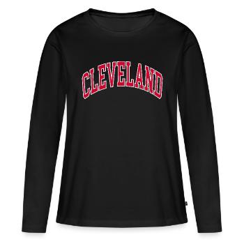 Cleveland - T-shirt manches longues Premium bio Femme - noir - Devant - Julia (174cm)