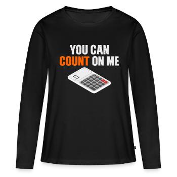 Calculatrice - T-shirt manches longues Premium bio Femme - noir - Devant - Julia (174cm)