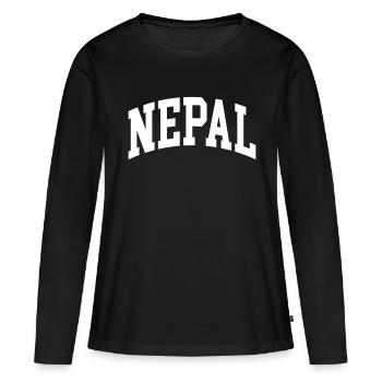 Népal - T-shirt manches longues Premium bio Femme - noir - Devant - Julia (174cm)