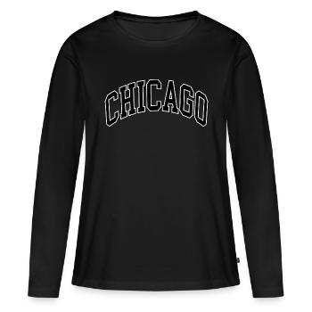 Chicago - T-shirt manches longues Premium bio Femme - noir - Devant - Julia (174cm)