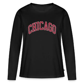 Chicago - T-shirt manches longues Premium bio Femme - noir - Devant - Julia (174cm)