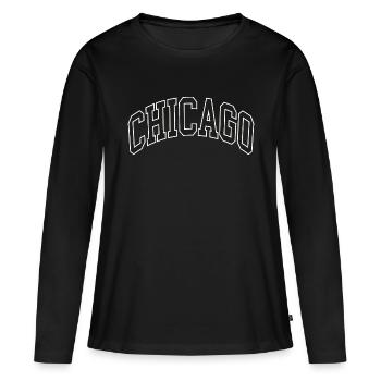 Chicago - T-shirt manches longues Premium bio Femme - noir - Devant - Julia (174cm)