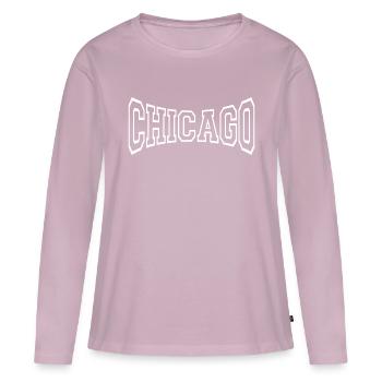 Chicago - T-shirt manches longues Premium bio Femme - rose poudré - Devant - Julia (174cm)