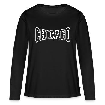Chicago - T-shirt manches longues Premium bio Femme - noir - Devant - Julia (174cm)