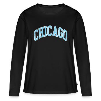 Chicago - T-shirt manches longues Premium bio Femme - noir - Devant - Julia (174cm)