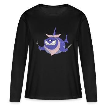 Requin très affamé - T-shirt manches longues Premium bio Femme - noir - Devant - Julia (174cm)