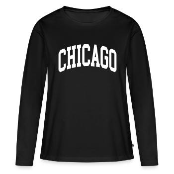 Chicago - T-shirt manches longues Premium bio Femme - noir - Devant - Julia (174cm)