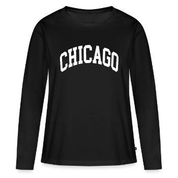Chicago - T-shirt manches longues Premium bio Femme - noir - Devant - Julia (174cm)