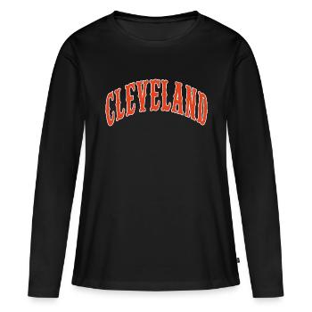 Cleveland - T-shirt manches longues Premium bio Femme - noir - Devant - Julia (174cm)