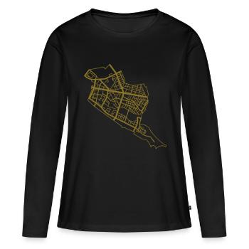 Friedrichshain Berlin - T-shirt manches longues Premium bio Femme - noir - Devant - Julia (174cm)